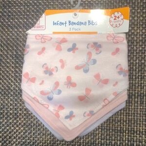Swiggles Infant Bandana Bibs 3-Pack - Pink and Blue Butterflies